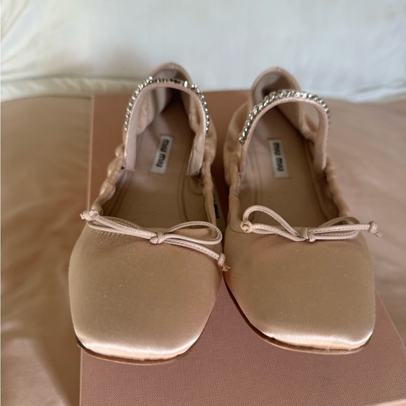 Miu Miu Silk Ballet Flats with Silver chain Size:38 - Picture 4 of 11